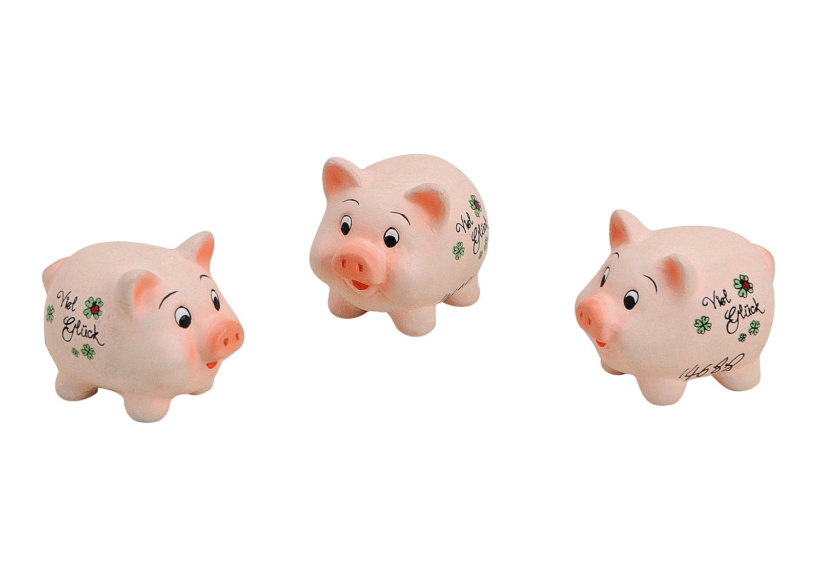 Mini Glücksschwein aus Keramik, „Viel Glück“, B4 x T3 x H3 cm