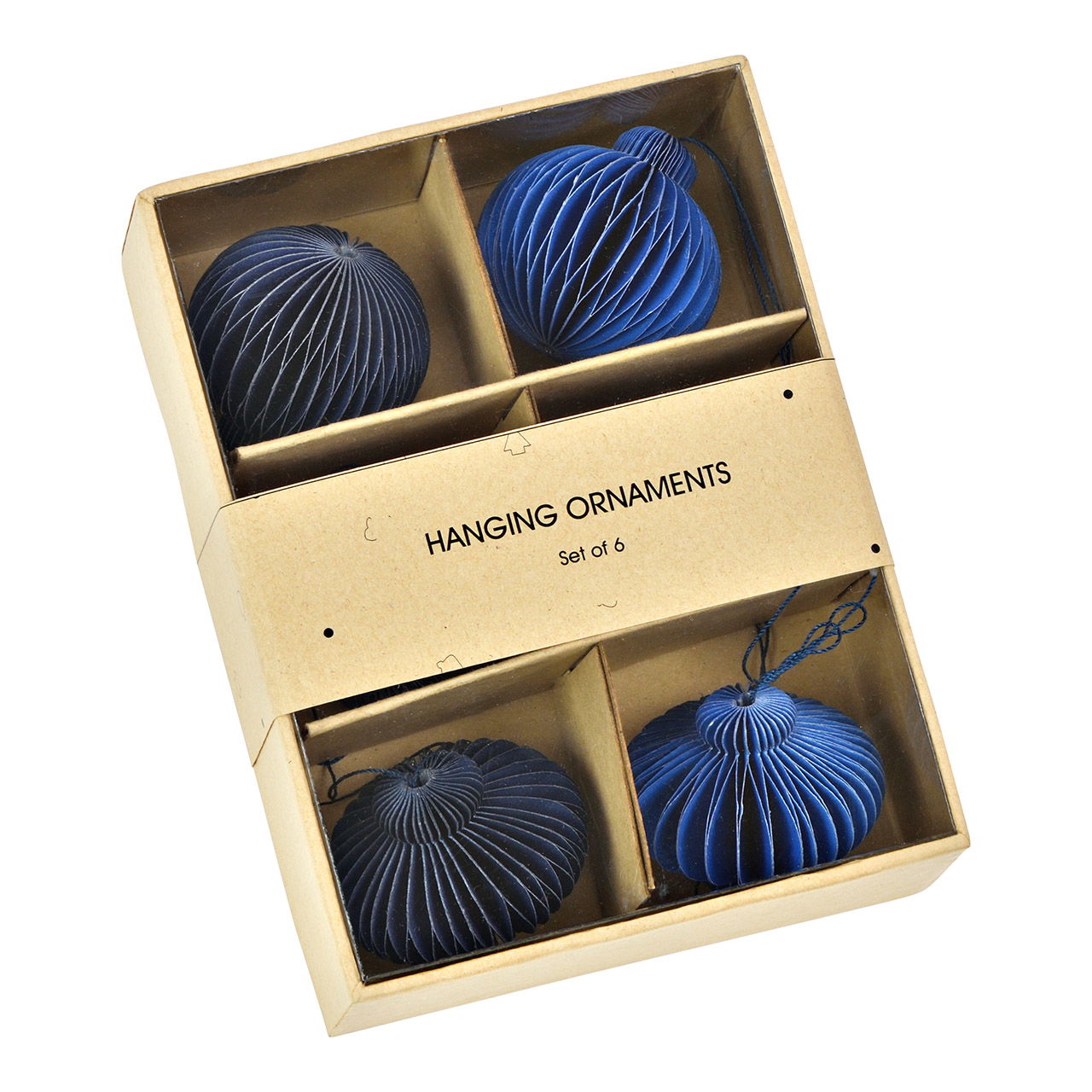 Suspensions Honeycomb en papier/carton, set de 6, bleu Ø4cm (L/H/P) 10x13x4cm Kiste