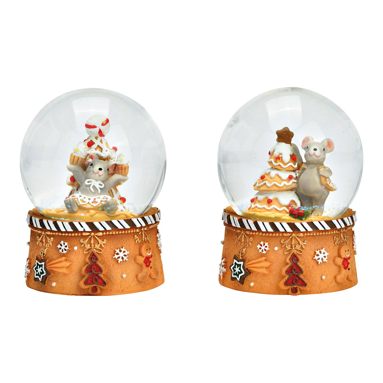 Snow globe Christmas mouse made of poly, colored glass 2-fold, (W/H/D) 7x9x7cm