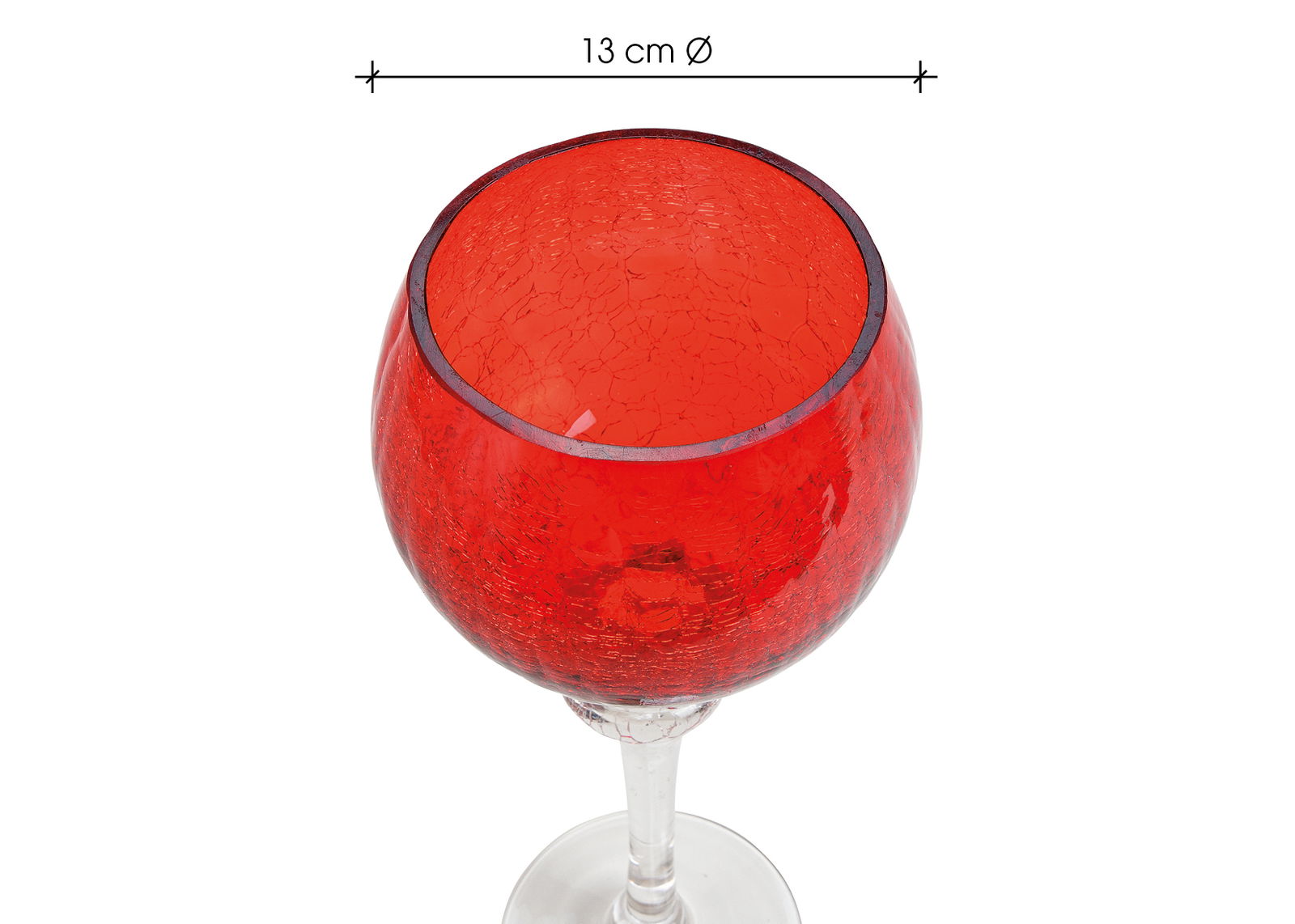 Windlicht Kelch Cracking aus Glas, 3er-Set, Rot (H) 30/35/40cm Ø13cm Glas, Kelch, Schnaps, Wein, Weinglas