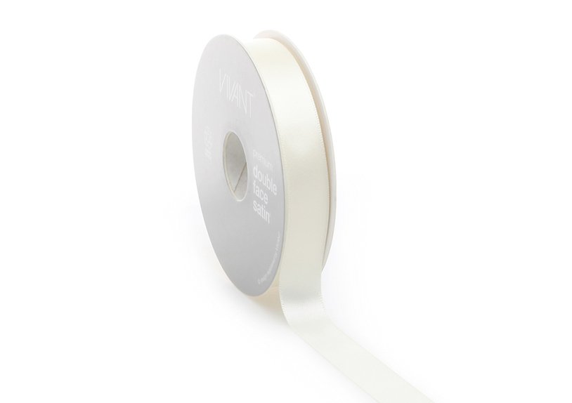 Packing Ribbon PREMIUM DF SATINwo/e 25mx16mm, Crème/Ivory, 100% Polyester, 3301.2516.70
