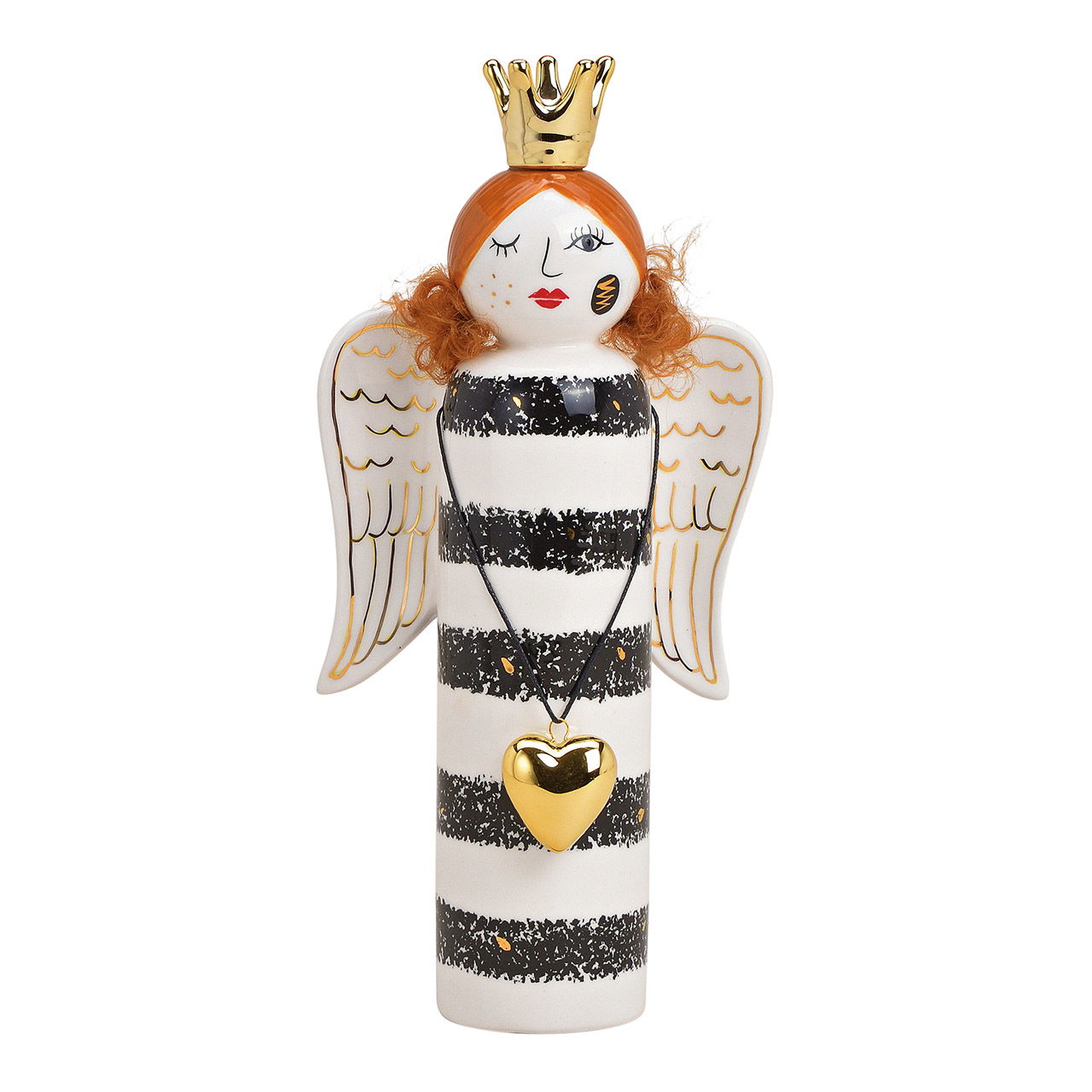 Ceramic angel white, black (w / h / d) 12x27x6cm