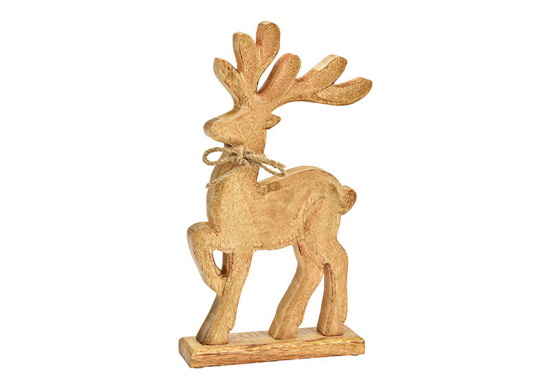 Présentoir cerf en bois de manguier naturel (L/H/P) 17x32x5cm