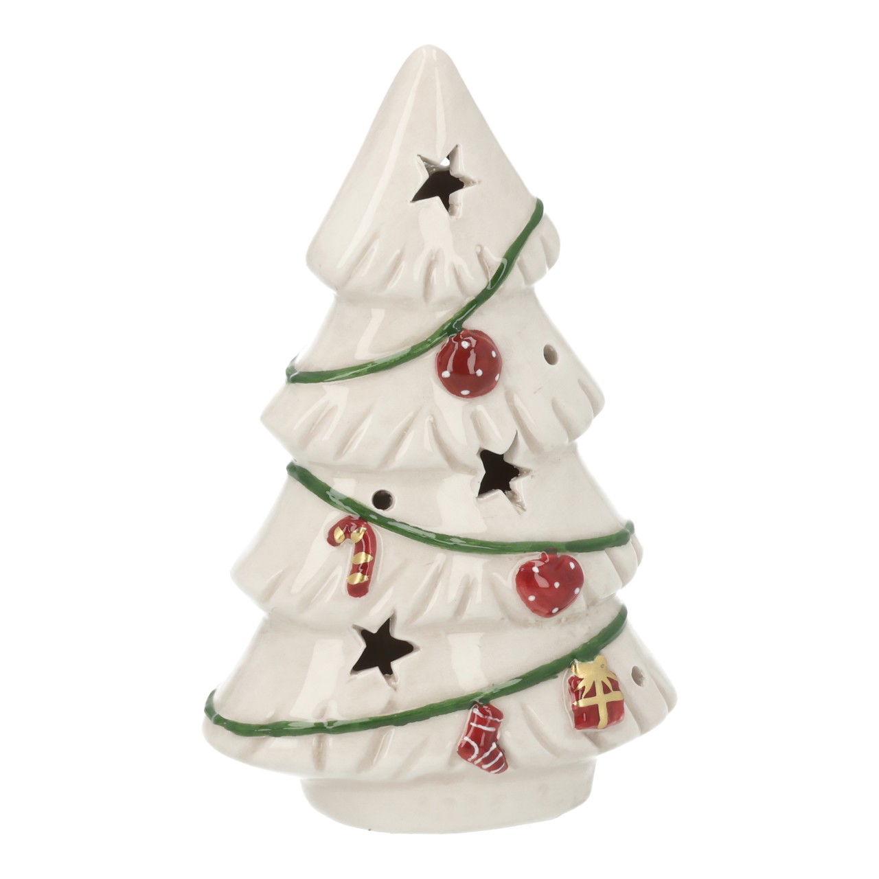Tannenbaum LED aus Keramik Weiß (B/H/T) 10x15x6cm exkl. 2xLR44