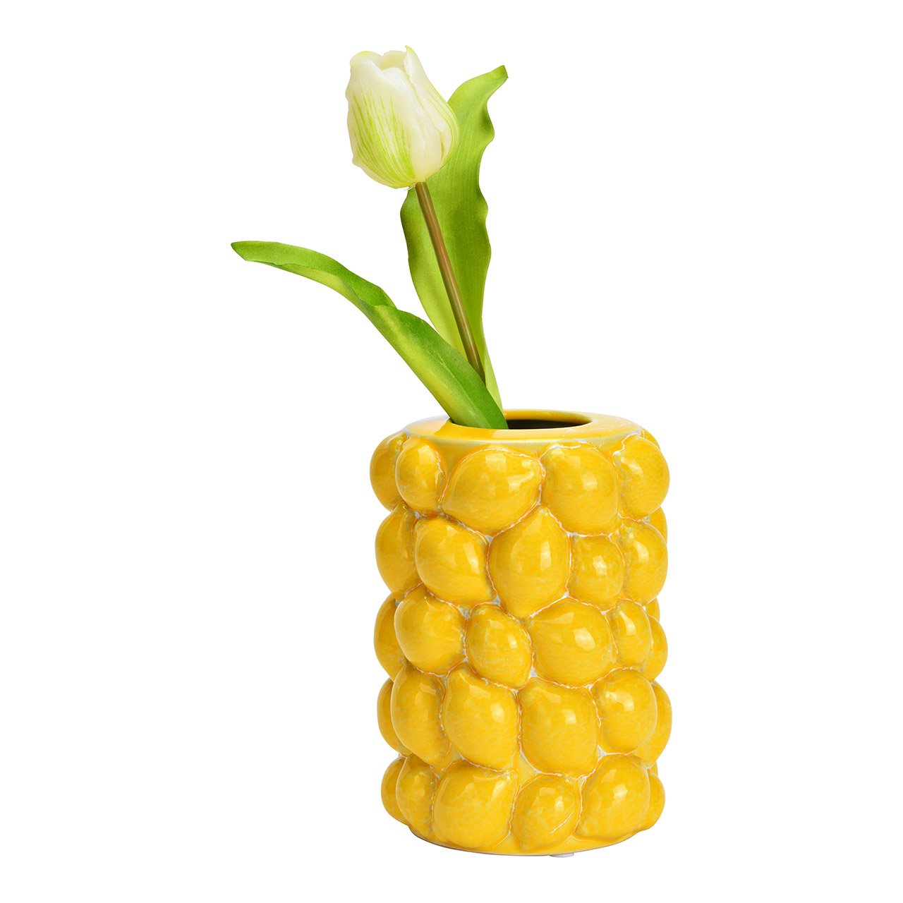 Vase citron en céramique jaune (L/H/P) 12x16x12cm