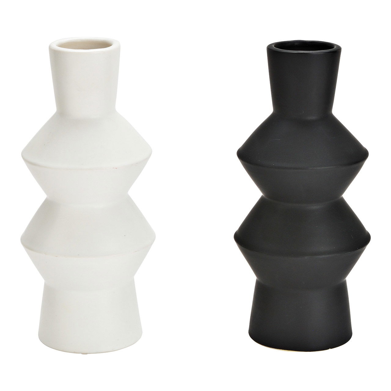 Vaso in ceramica nero, bianco 2 pieghe, (L/H/D) 10x20x10cm