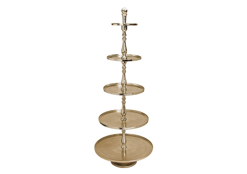 Etagere with 5 layers, metal, gold 25/34/42/53/64x158cm