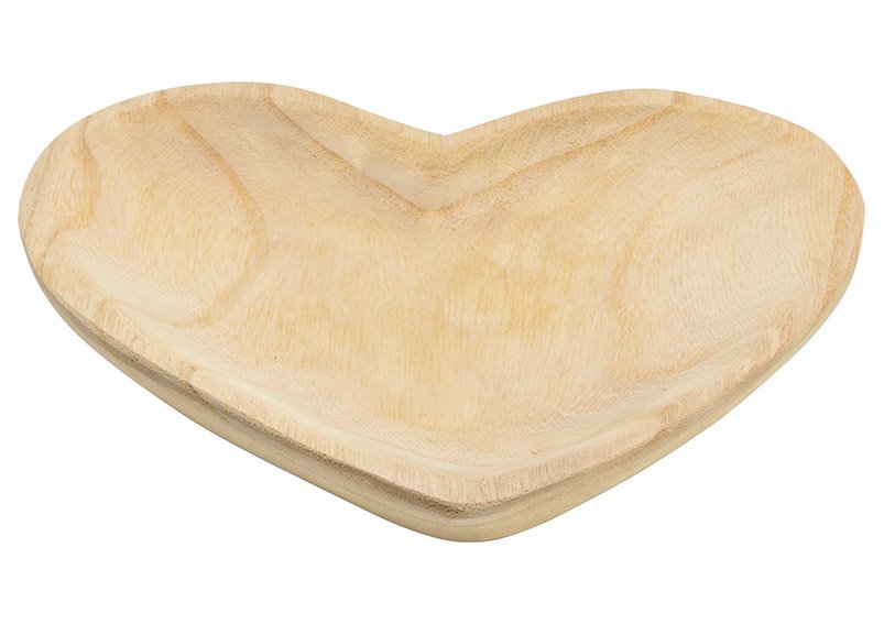 Assiette cœur en bois de paulownia naturel (L/H/P) 26x4x24cm