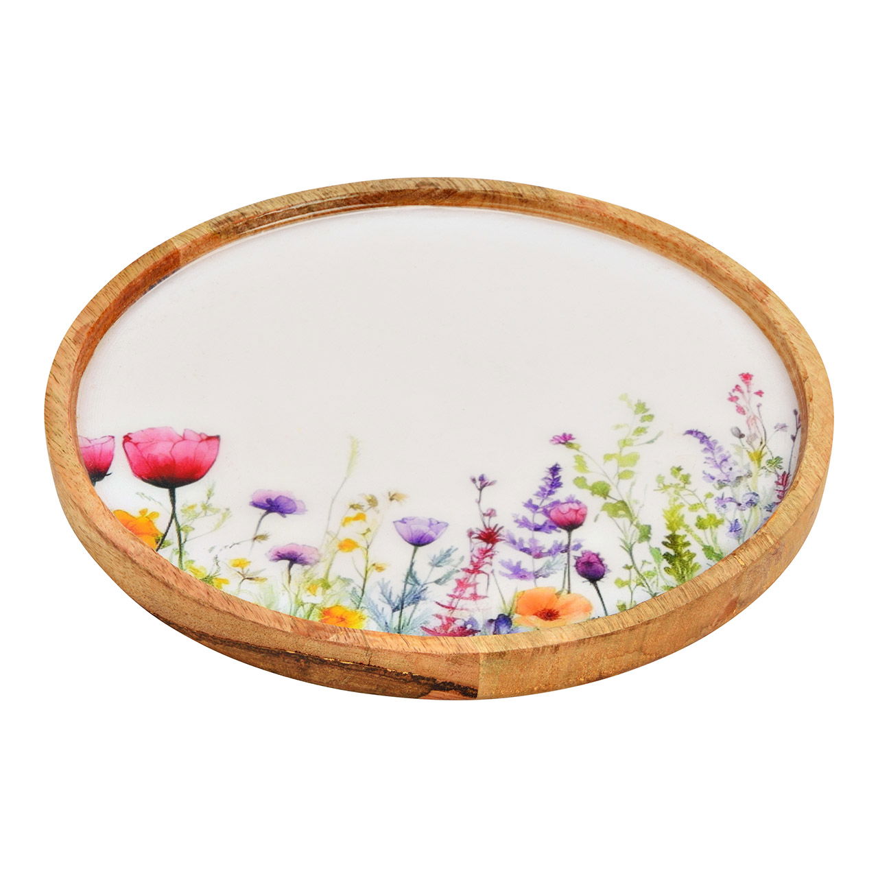 Assiette décorative en bois de manguier, multicolore (L/H/P) 23x2x23cm Teller, Muster, Stickerei, Töpferei