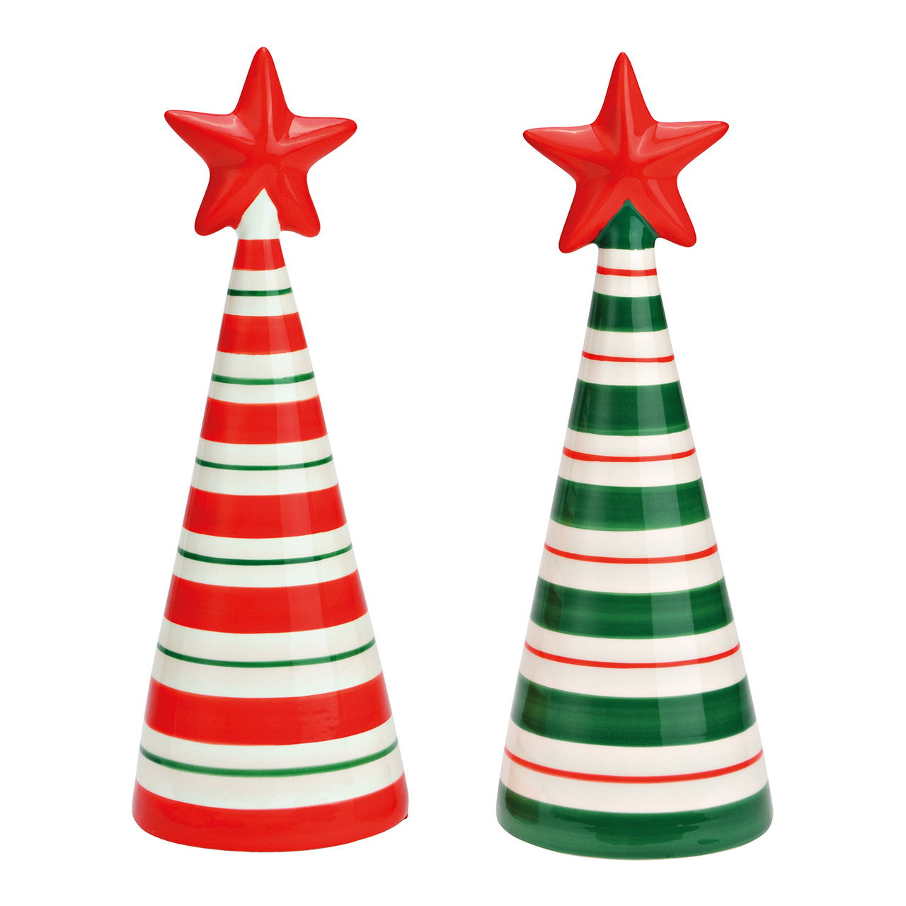 Albero di Natale in ceramica verde, rosso 2 pieghe, (L/H/D) 10x26x10cm