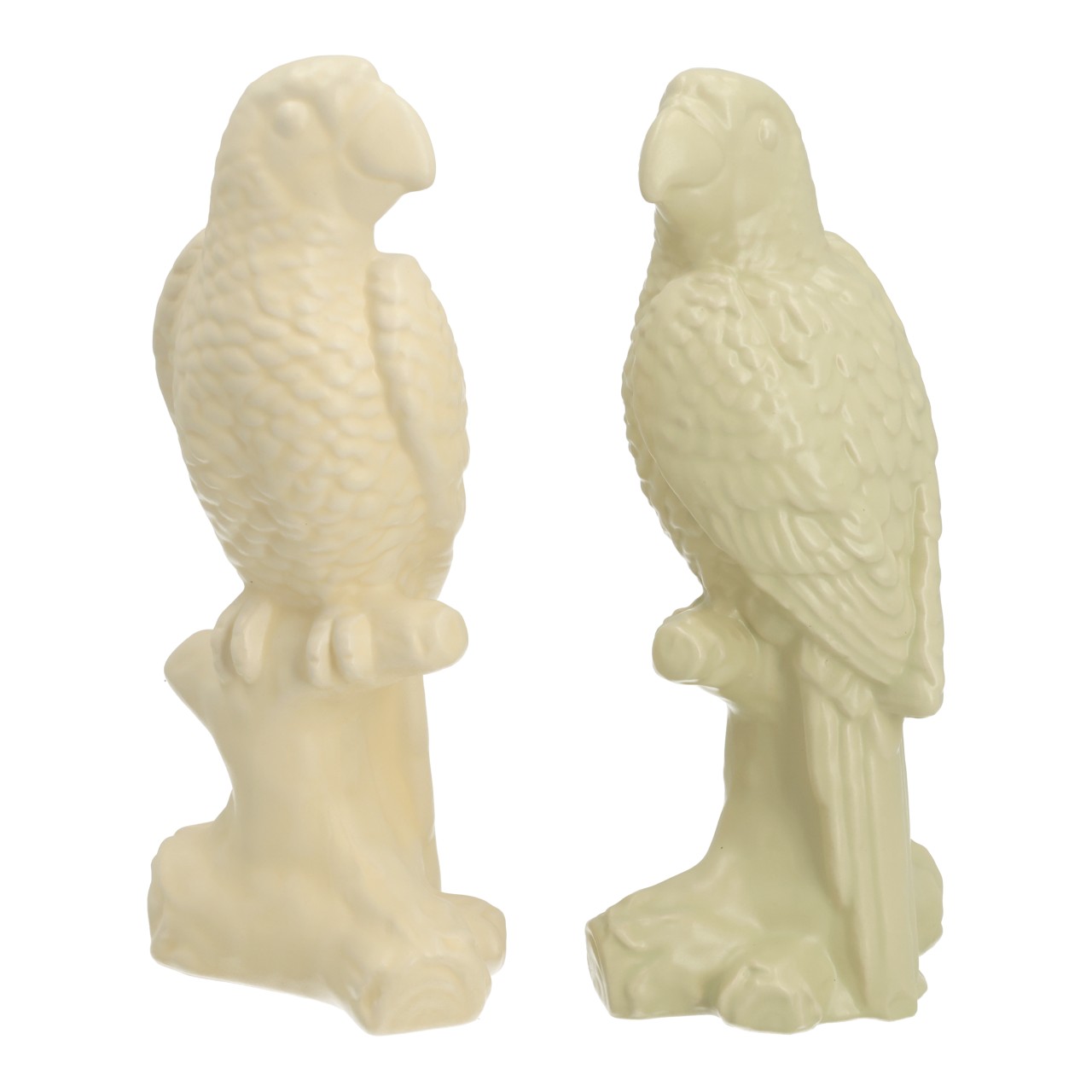 Pappagallo in porcellana beige, assortimento doppio (L/A/P) 9x22x10 cm Vogel Figur, Parrot Figure, Kunstharz, weiß, Schnabel