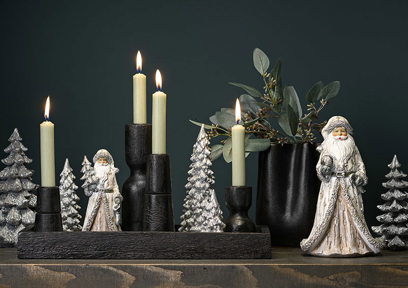 Nikolaus aus Poly silber 2-fach, (B/H/T) 10x16x4cm Kerze, Erwachsener, Braut, Person, Frau