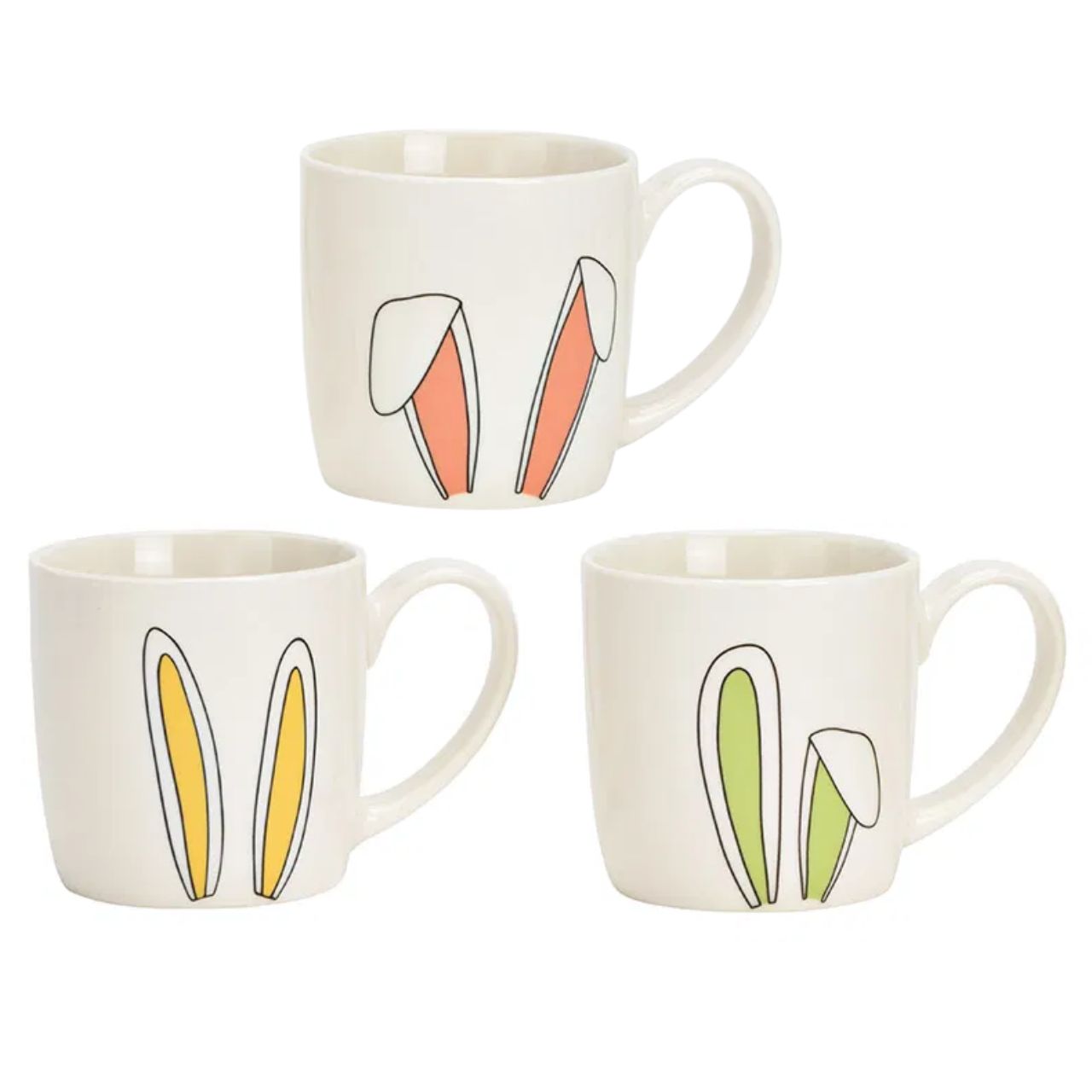 Tazza in porcellana coniglio, a 3 pieghe, colorata (L/H/D) 12x8x8cm 270ml Becher, Keramik, Tasse, farbenfrohes Muster, bunte Farben