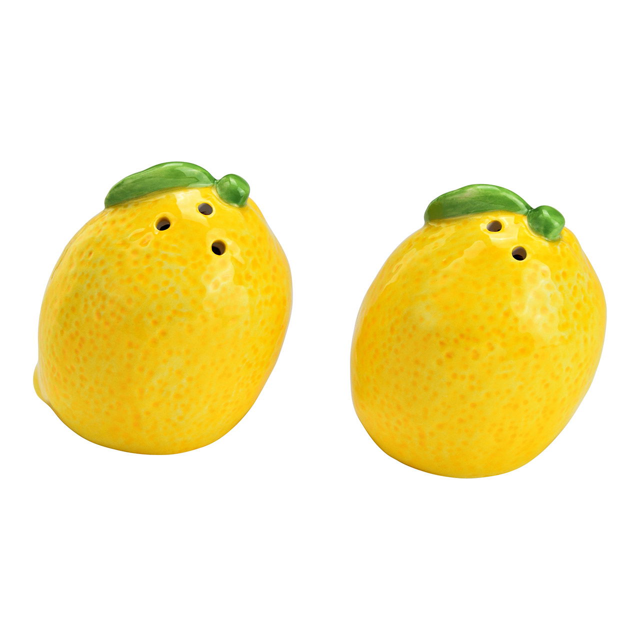 Salière et poivrière Citron en céramique, set de 2, jaune/vert (L/H/P) 6x7x6cm Zitrusfrucht, Essen, Obst, Produzieren, Zitrone