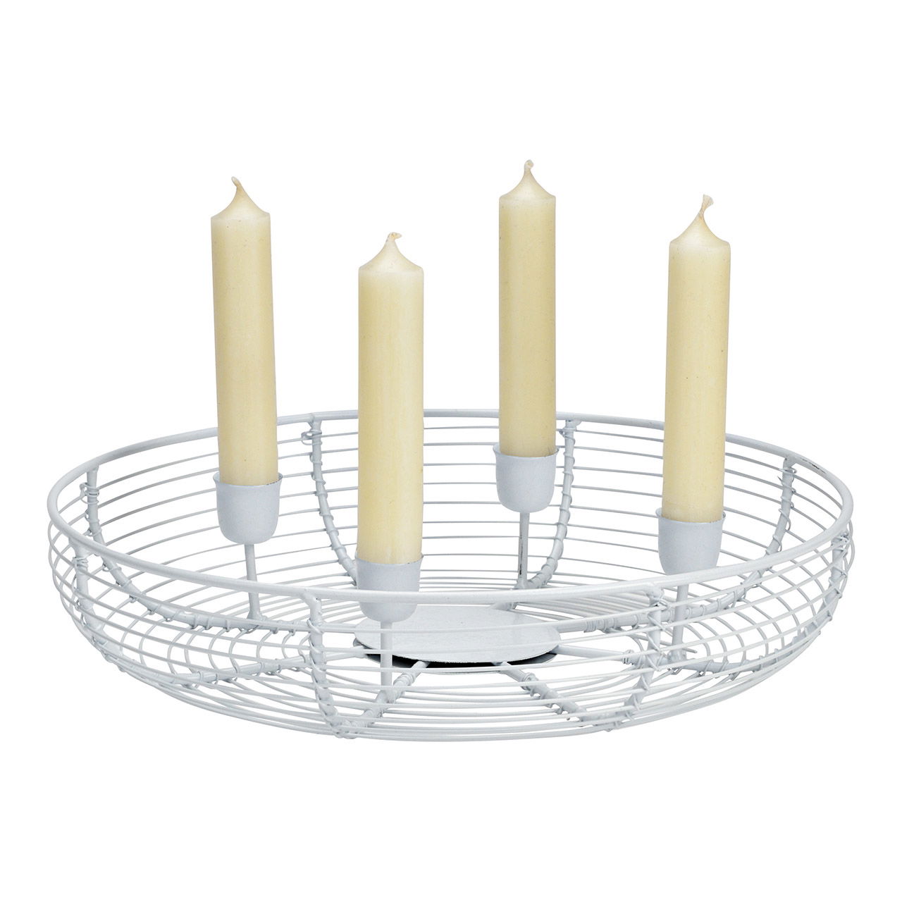 Adventskranz aus Metall, Korb, Weiß (B/H/T) 28x6x28cm Adventskranz aus Metall, Korb, Weiß (B/H/T) 28x6x28cm