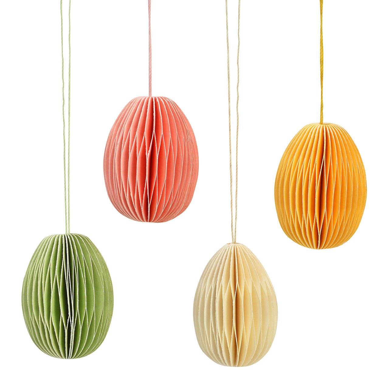 Honeycomb Easter egg hanger made of paper/cardboard, set of 12, 4, yellow/pink/green/white (W/H/D) 2x4x2cm Lampe, Kunst, Kunsthandwerk, Lampenschirm