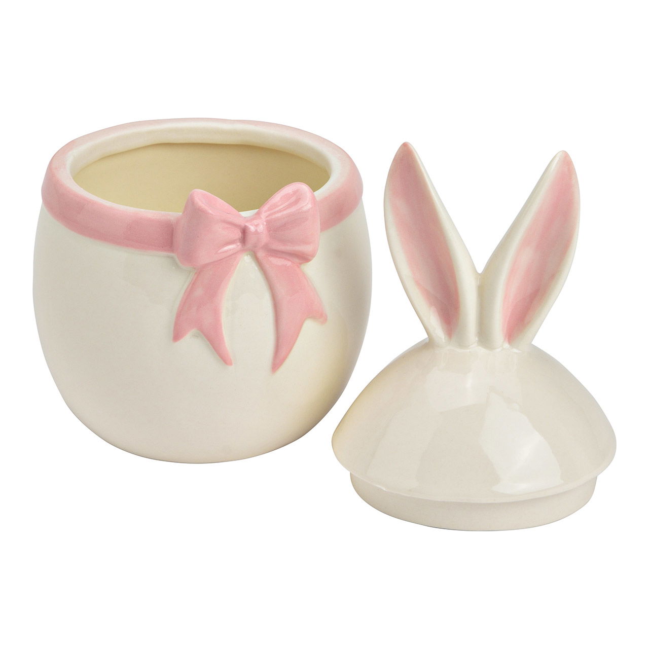 Boîte oreilles de lapin en porcelaine, noeud, rose/rose (L/H/P) 10x17x10cm Töpferei, Krug