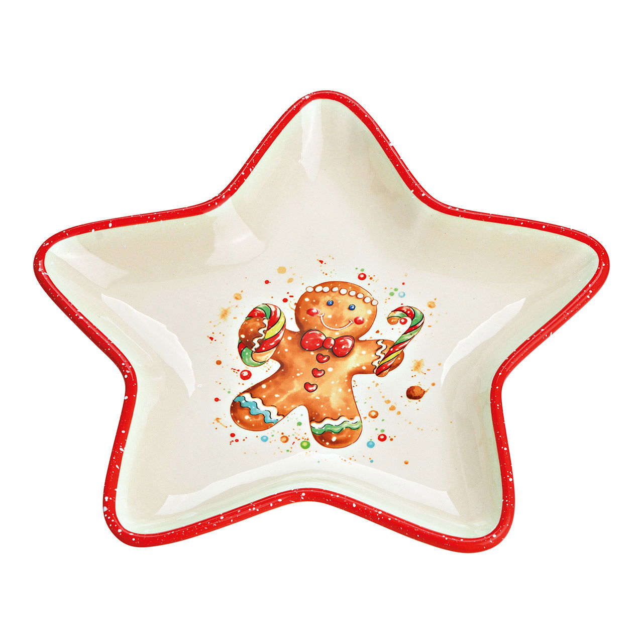 Assiette Étoile Personnage en pain d'épices en céramique, rouge (L/H/P) 26x3x26cm Assiette Étoile Personnage en pain d'épices en céramique, rouge (L/H/P) 26x3x26cm