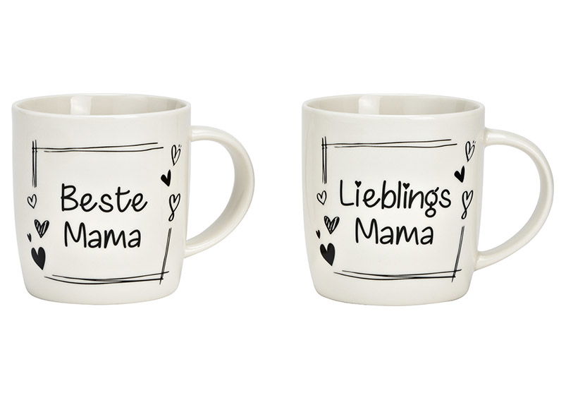 Mug, Beste Mama, Lieblings Mama from porcelain white 2-fold, (W/H/D) 9x9x7cm,340ml