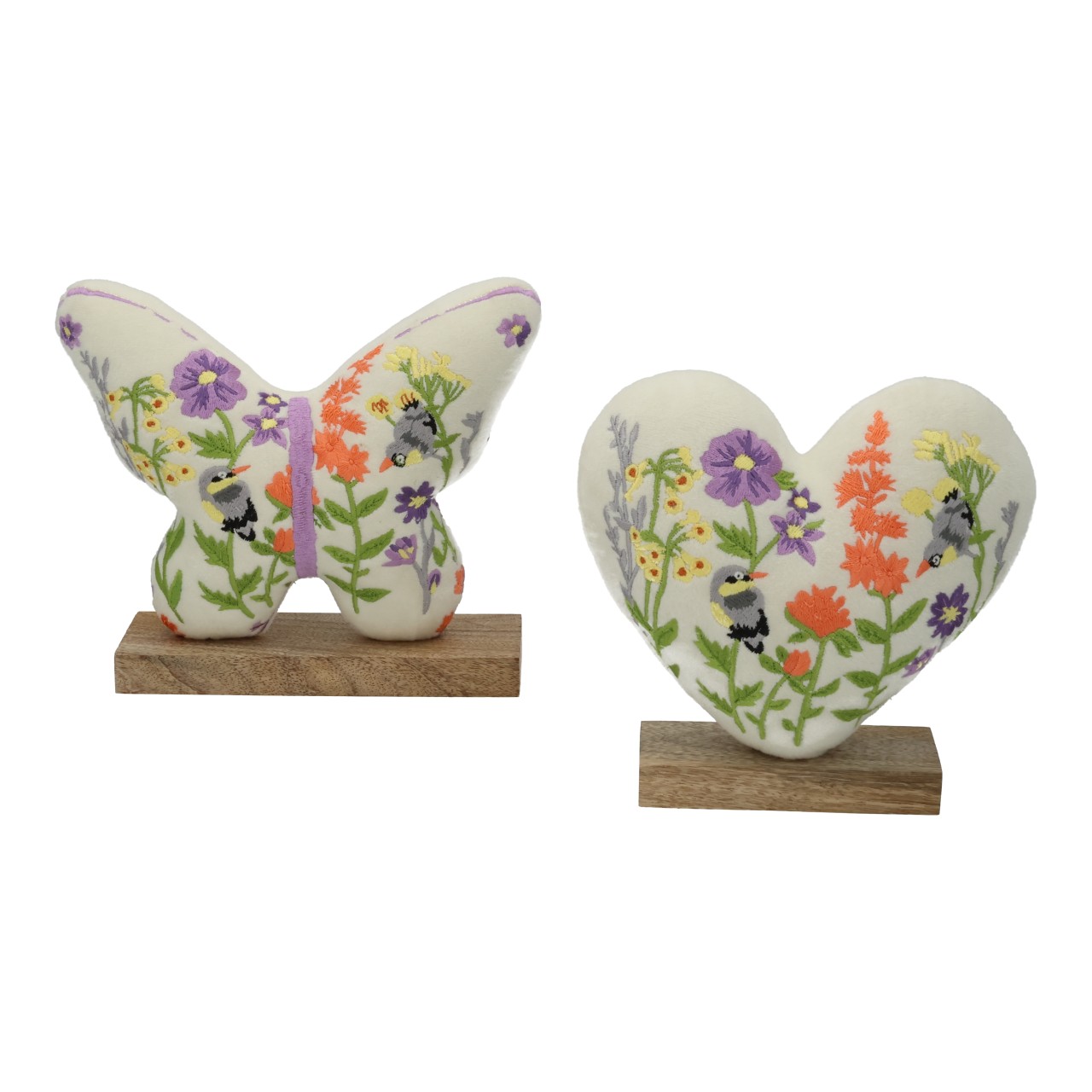 Schmetterling-Deko, Blumenmuster, Kunsthandwerk?, Herz-Form, Holzfuß