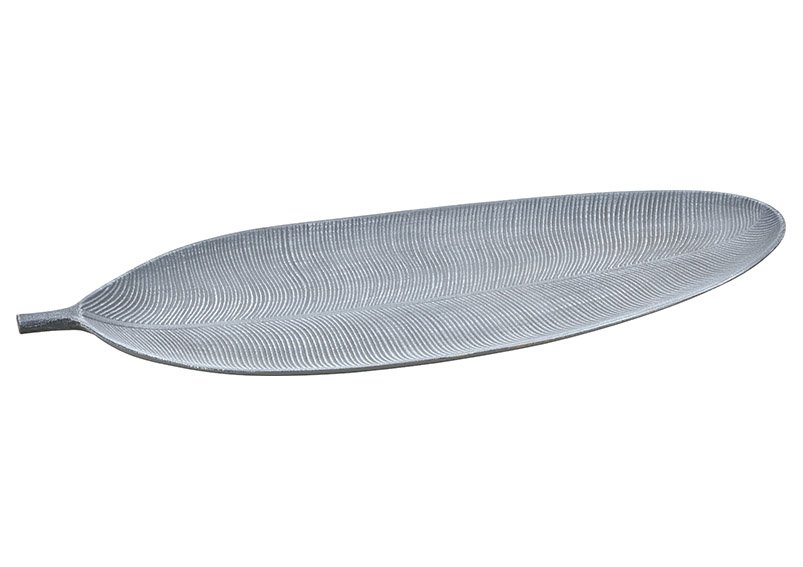 Plate Leaf Wood Grey (W/H/D) 59x3x21cm