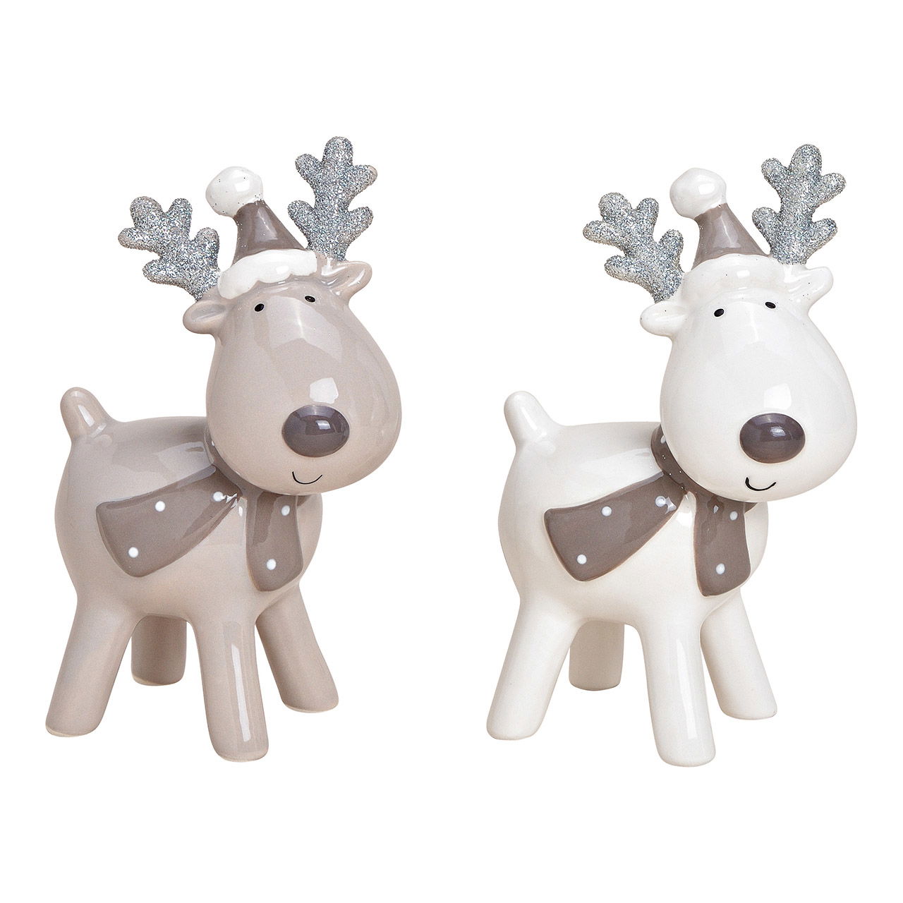 Elch aus Keramik Grau, weiß 2-fach, (B/H/T) 8x13x5cm Elch aus Keramik Grau, weiß 2-fach, (B/H/T) 8x13x5cm