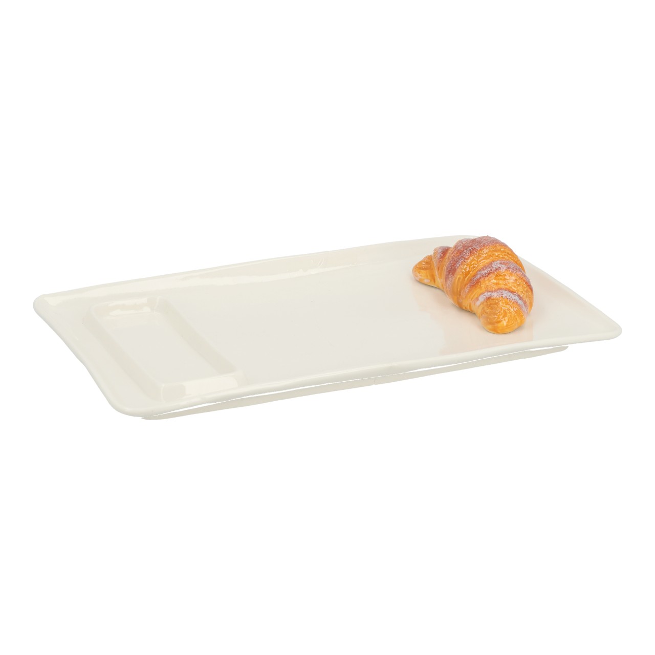 Teller Croissant aus Porzellan Weiß (B/H/T) 32x5x19cm Kuchenplatte, Ceramikteller, Trays, Croissant, Servierplatte