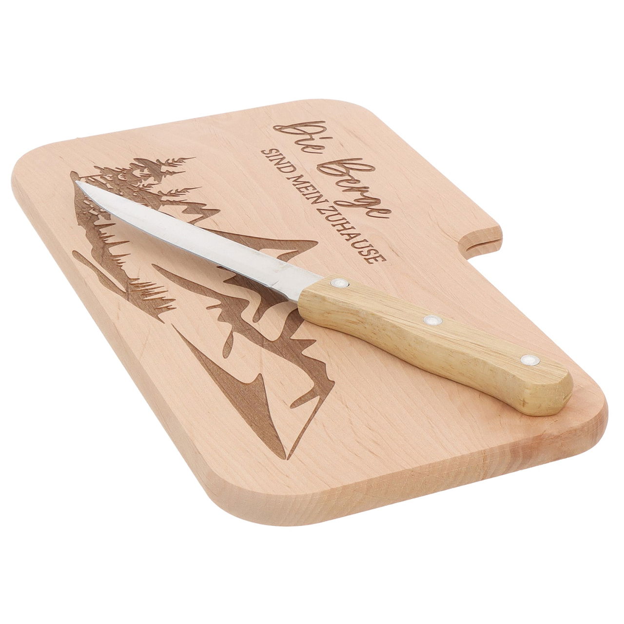 Tagliere in legno ``Le montagne sono la mia casa``, naturale (L/H/D) 26x1x15cm