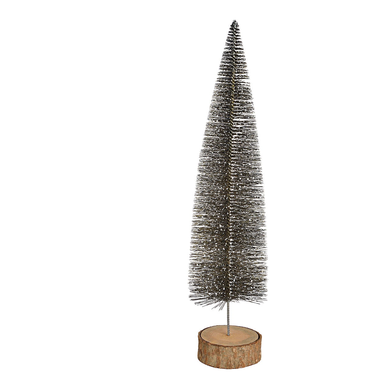 Sapin sur tronc d'arbre avec paillettes en plastique noir (L/H/P) 10x34x10cm