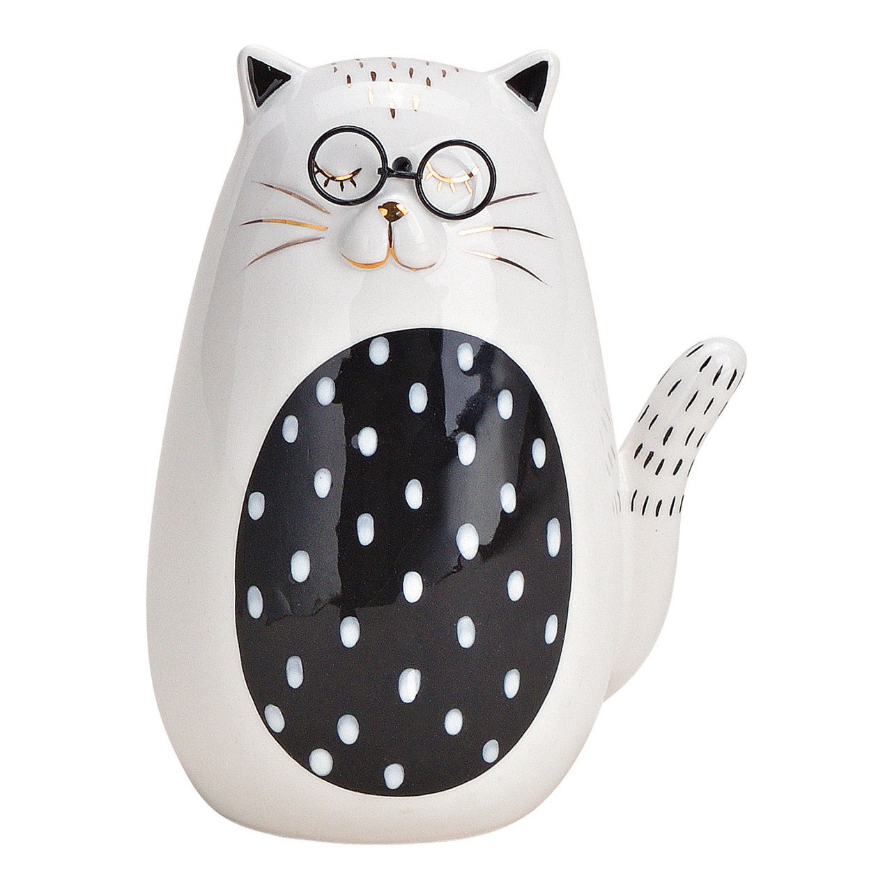 Katze mit Brille aus Keramik Weiß (B/H/T) 9x12x7cm Katze mit Brille aus Keramik Weiß (B/H/T) 9x12x7cm