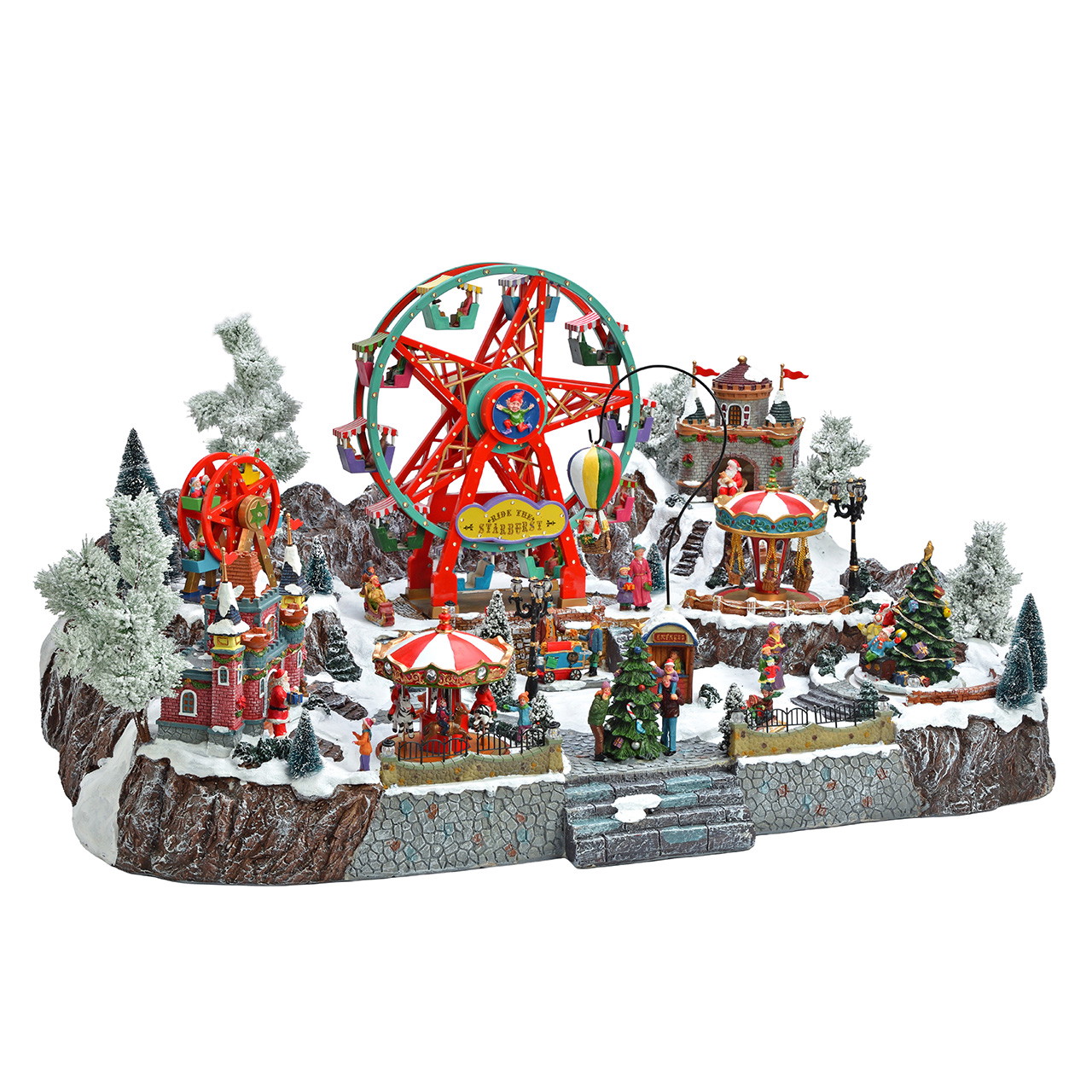 Weihnachtsdorf mit Riesenrad und Weihnachtsmarkt aus Poly Weihnachtsdorf, Jahrmarkt, Riesenrad, Karussell, Schneelandschaft