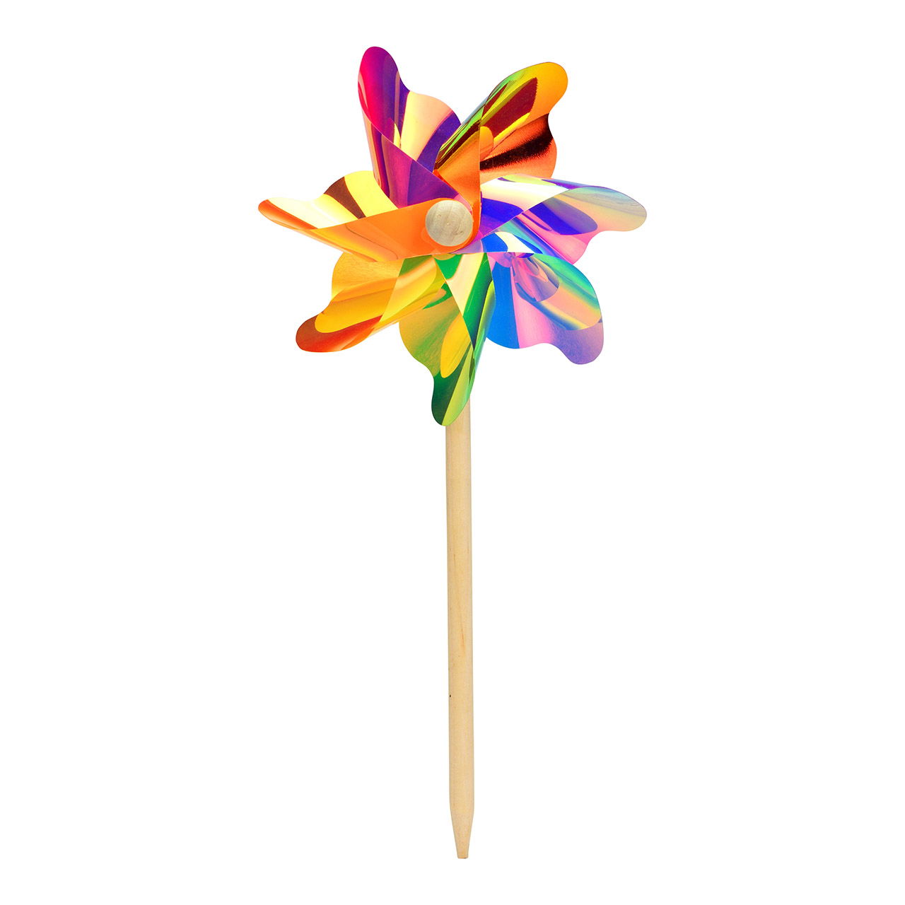 Ruota del vento con tappo a fiore in plastica/legno, colorata (L/H/D) 14x31x7cm Ruota del vento con tappo a fiore in plastica/legno, colorata (L/H/D) 14x31x7cm