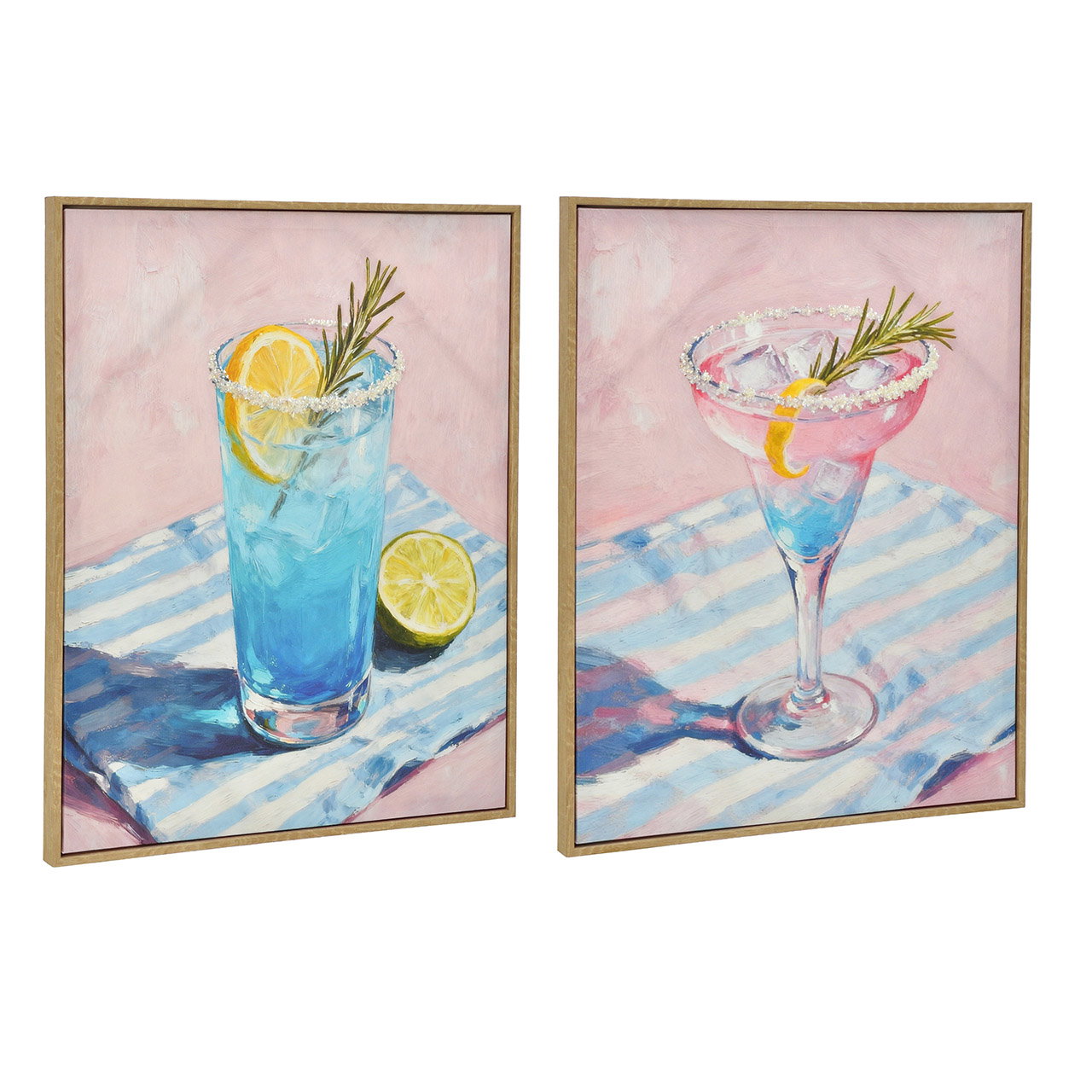 Wandbild, Cocktailglas, Pinkblau, Segmentbilder, Doppelrahmen