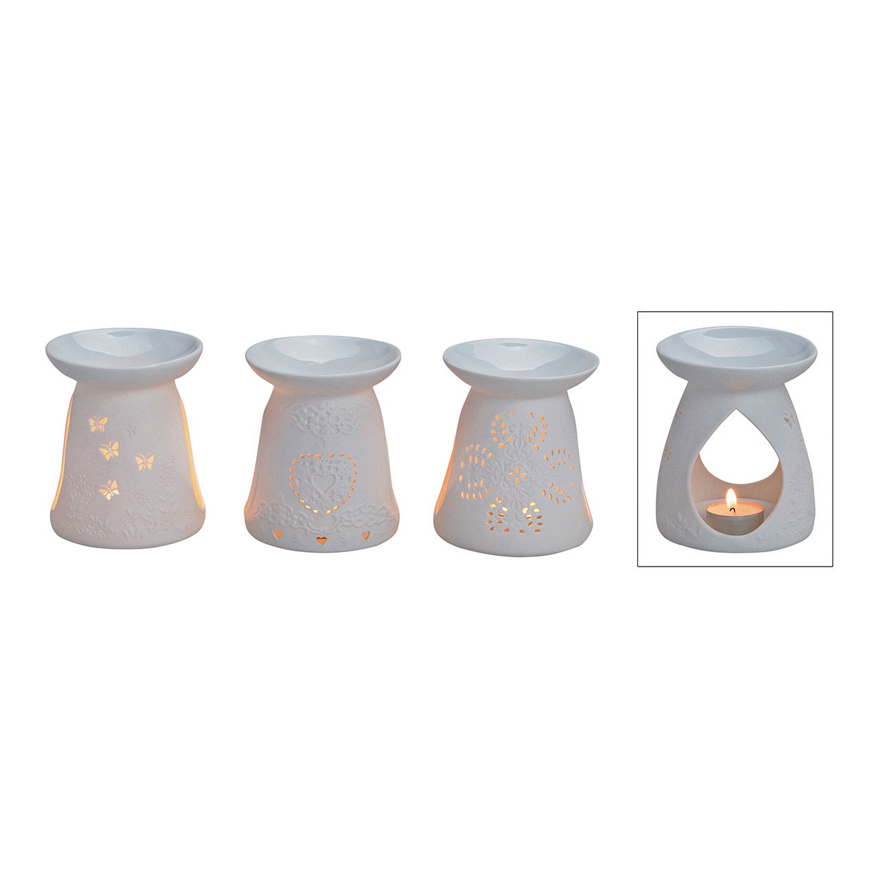 Lámpara de porcelana blanca con fragancia, 3 surtidos (A/A/P) 10,5x12,5x10 cm Lámpara de porcelana blanca con fragancia, 3 surtidos (A/A/P) 10,5x12,5x10 cm