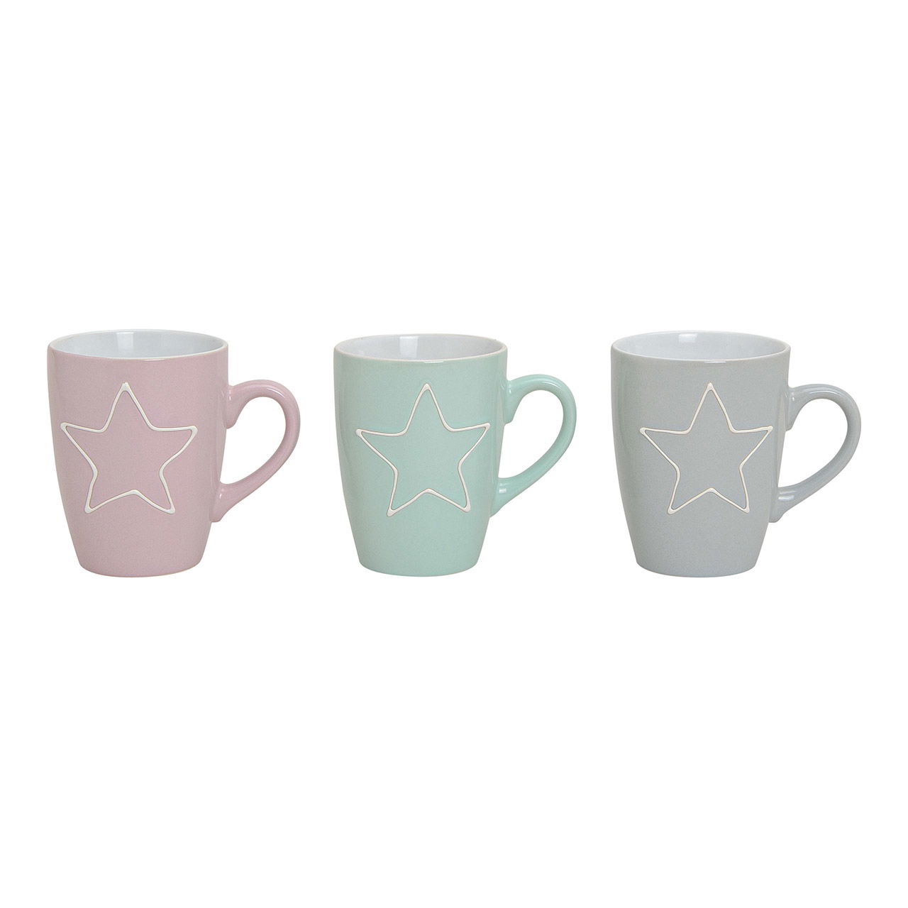 Ceramic star-shaped mug, 3 assorted (W/H/D) 12x10x8 cm, 300 ml