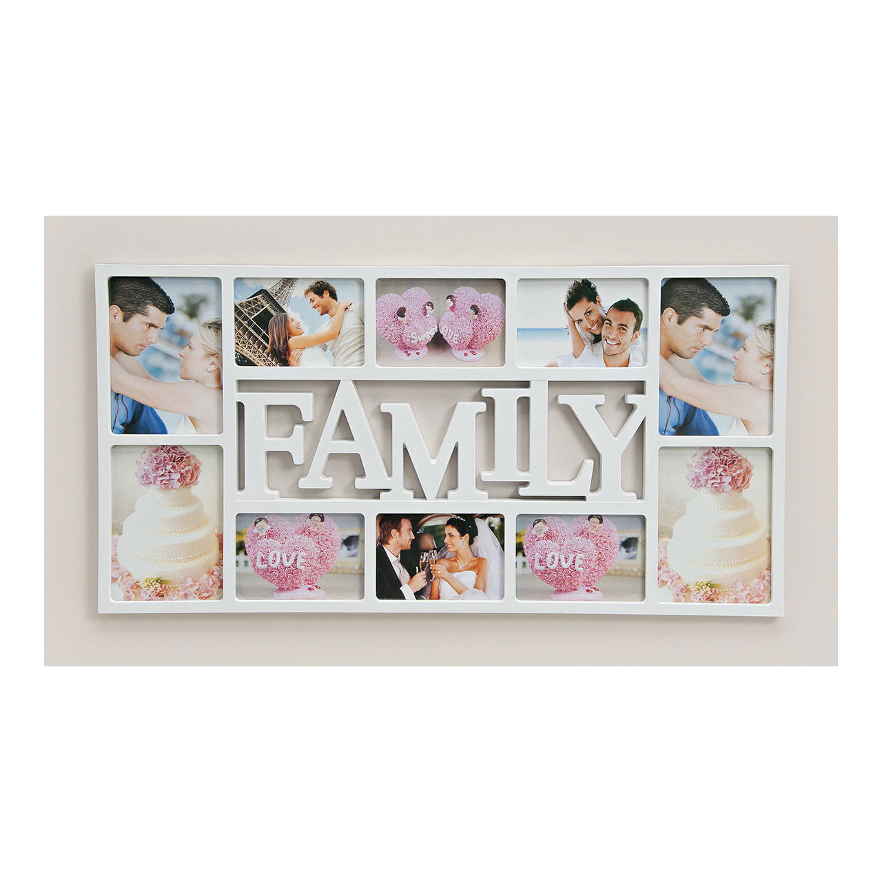 Cadre photo Family pour 10 photos, en plastique, L71 x H36 cm