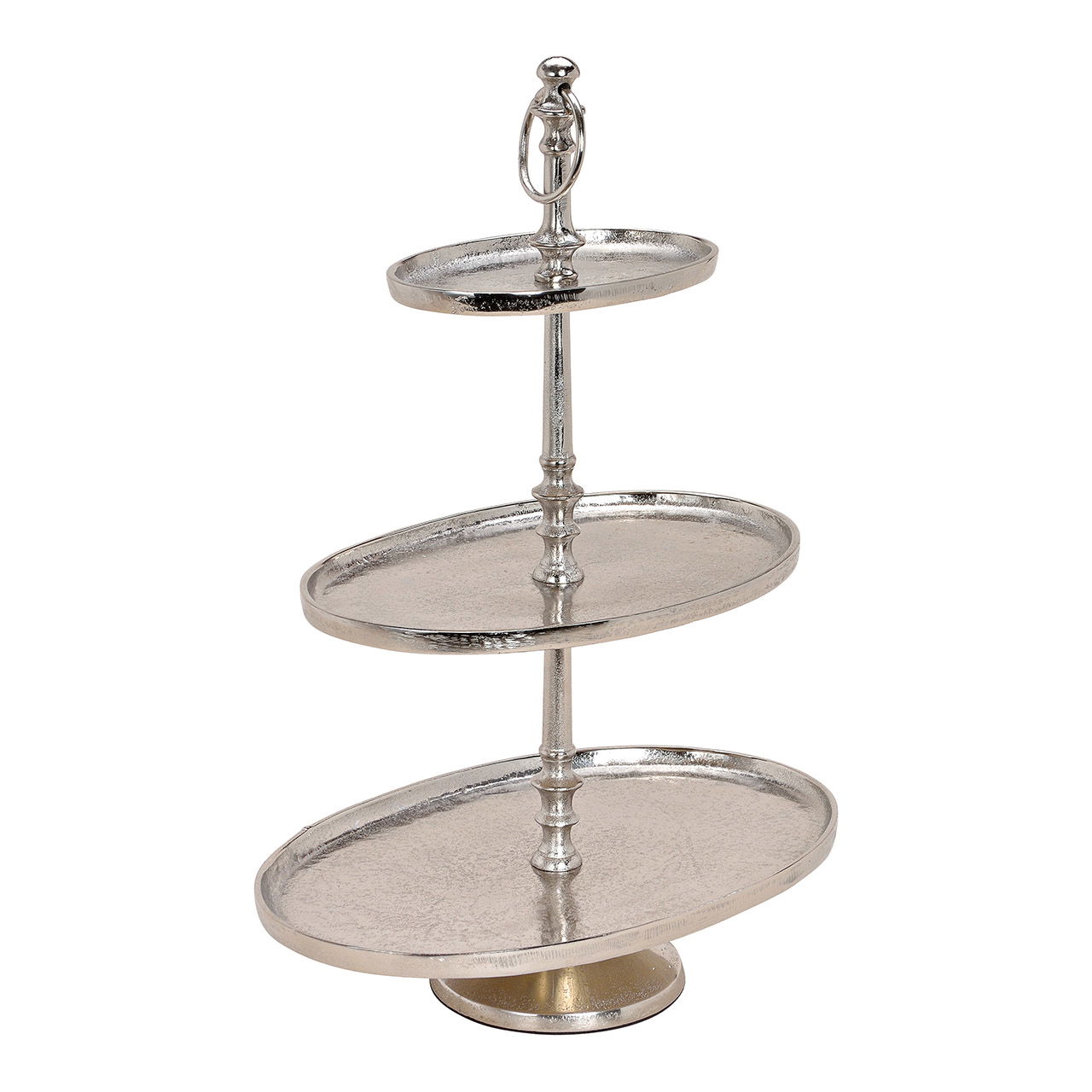 Étagère 3 niveaux ovale en aluminium Argent (H) 50cm 19x13cm/29x20cm/36x23cm