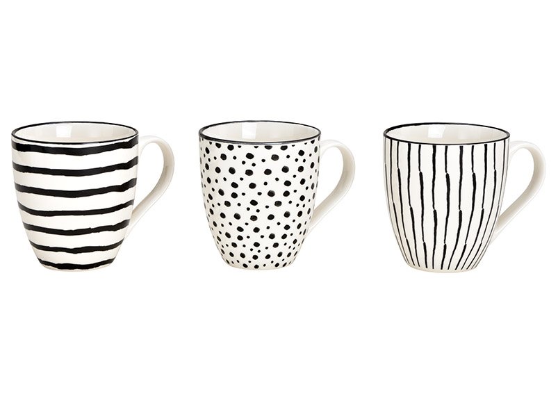 Jumbo mug made of porcelain white, black 3-fold, (W / H / D) 14x11x10cm