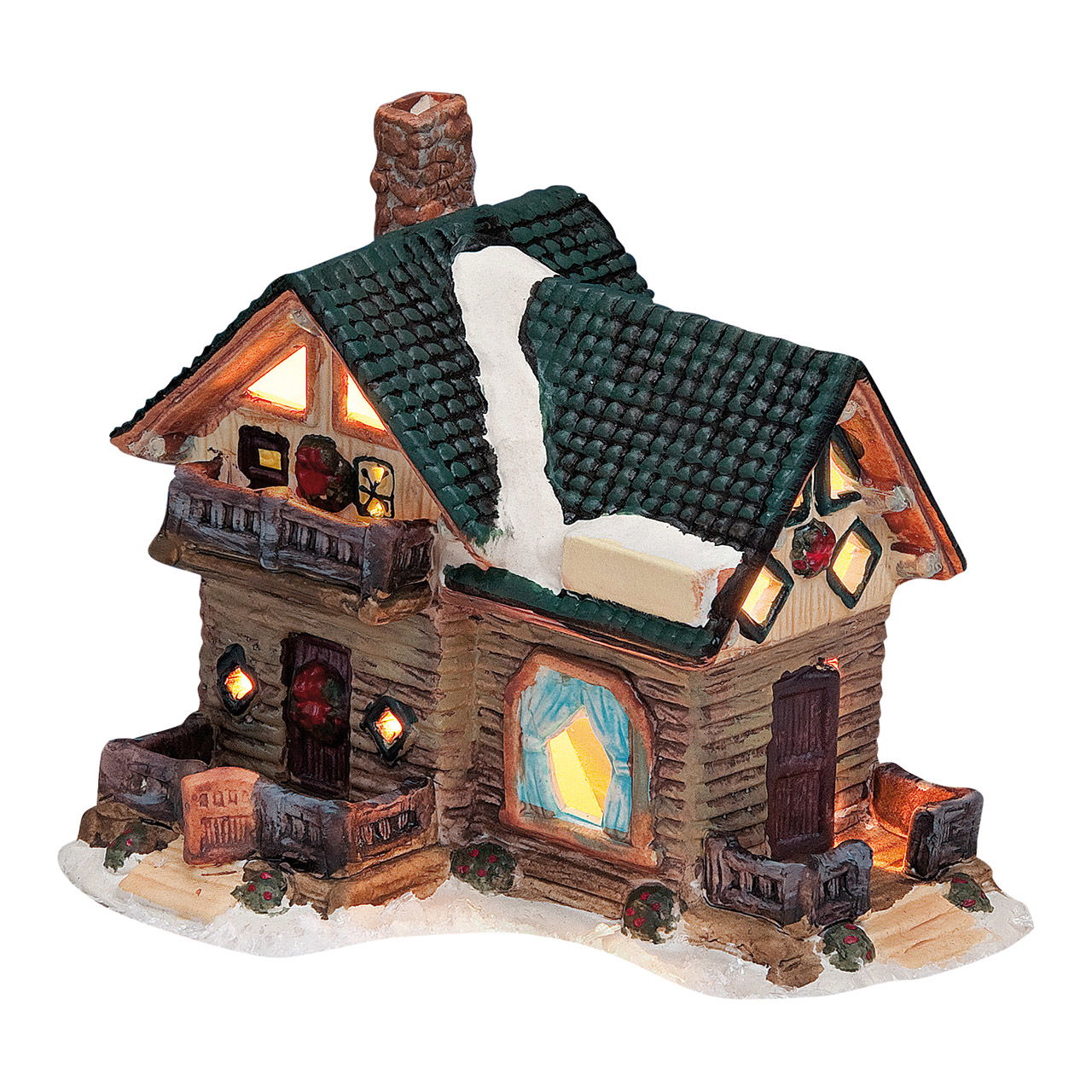 Maison lumineuse Blockhaus en porcelaine, Coloré (L/H/P) 15x13x11cm Maison lumineuse Blockhaus en porcelaine, Coloré (L/H/P) 15x13x11cm