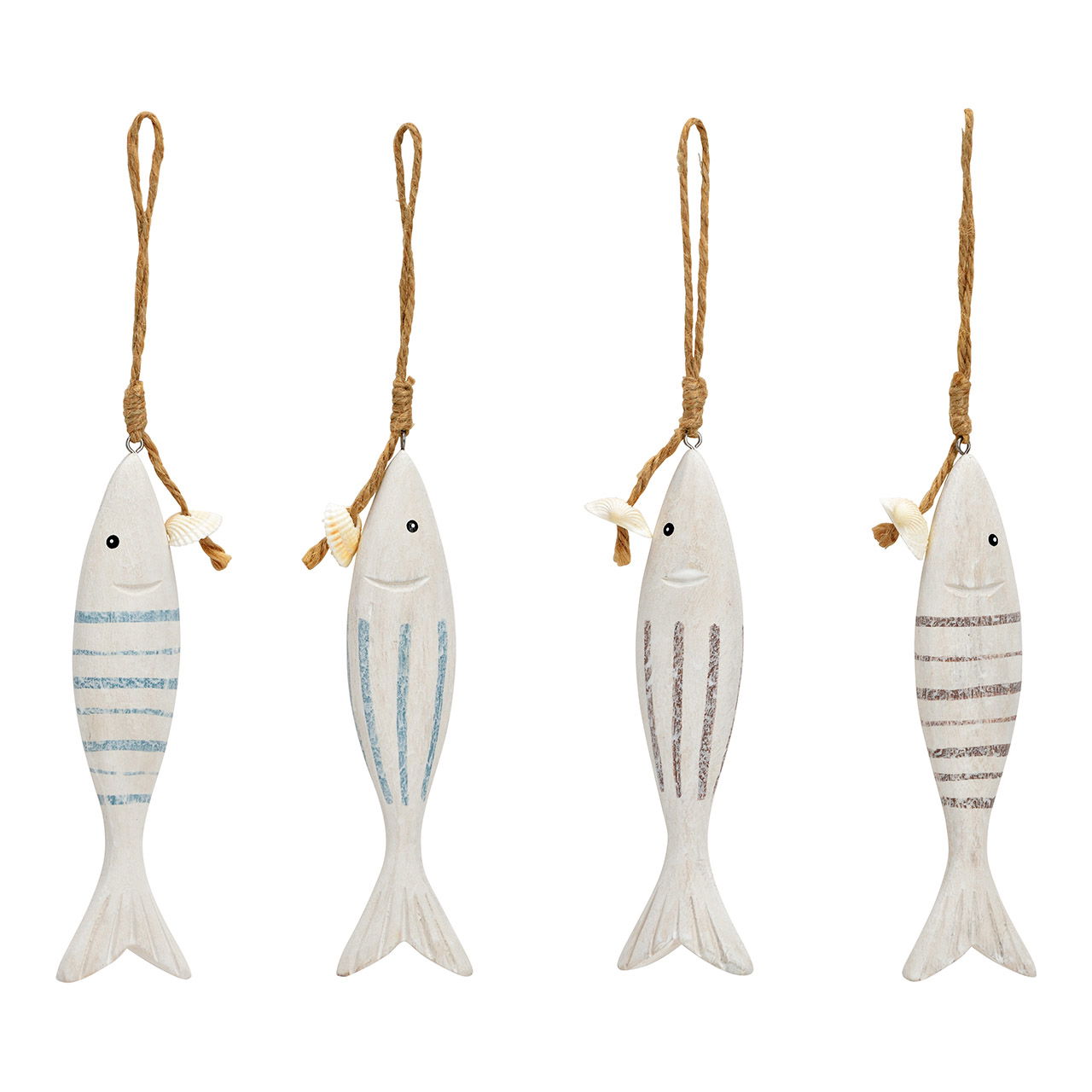 Hanger fish nautical decor made of wood 4-fold, (W/H/D) 4x28x2cm