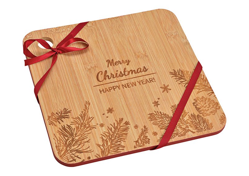 Serving board merry christmas made of natural bamboo (w / h / d) 25x0,8x25cm