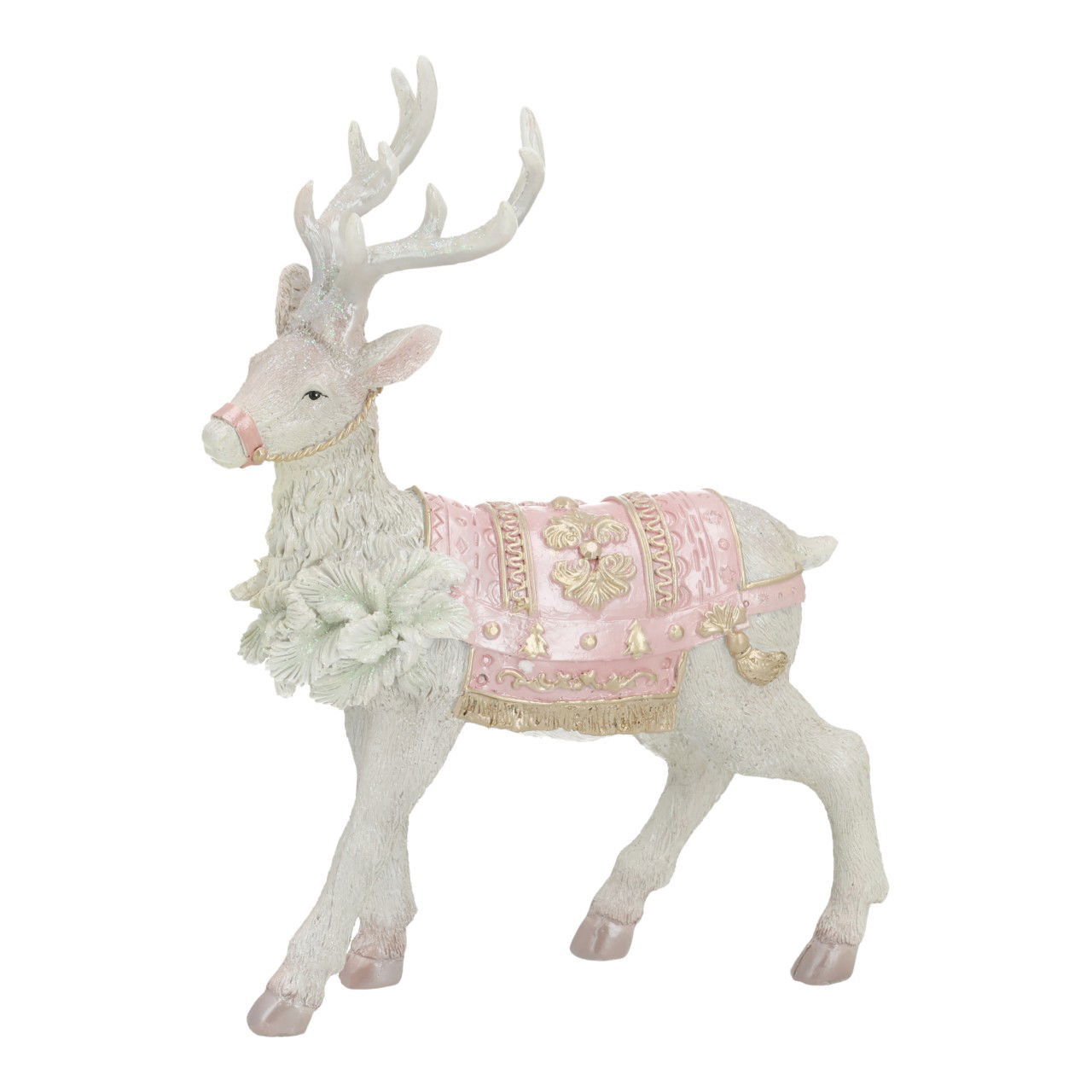 Hirsch aus Poly Pink/Rosa (B/H/T) 18x24x8cm