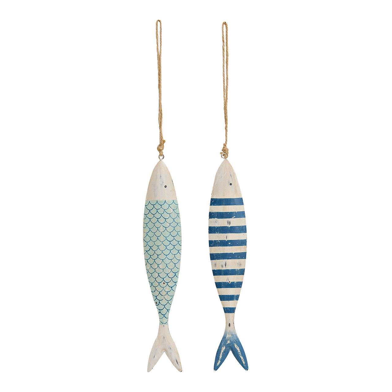 Peces colgantes, metal azul de 2 pliegues, (A/H/D) 4x25x1cm