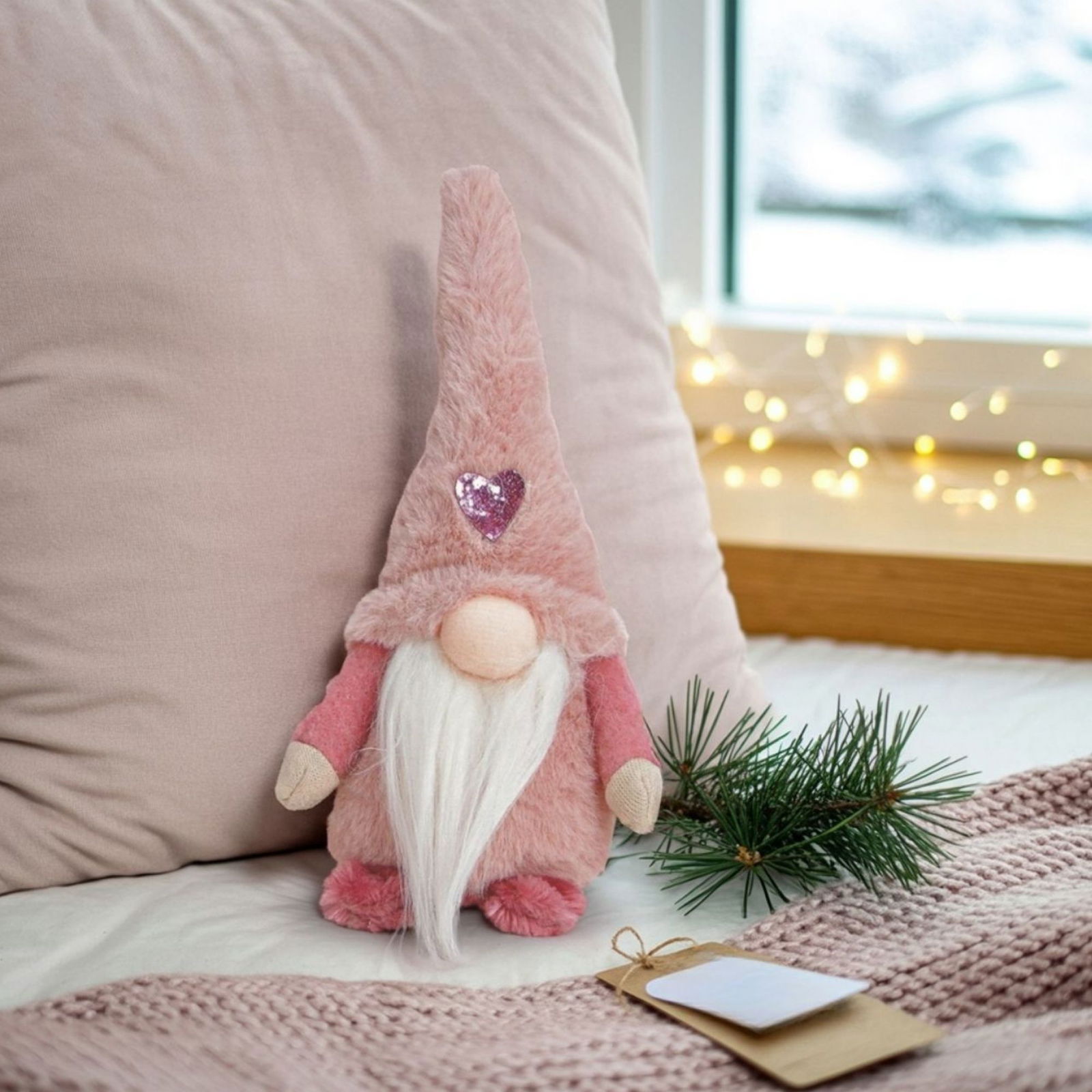 Wichtel aus Textil Pink/Rosa 2-fach, (B/H/T) 16x33x9cm Kissen, Dekoration für Zuhause, Kopfkissen