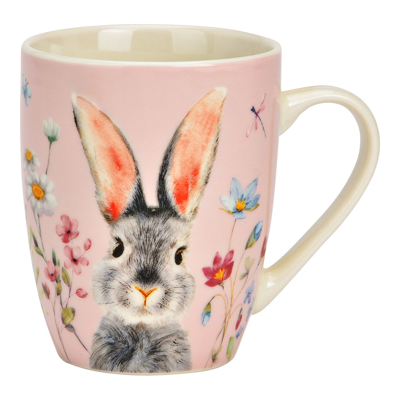 Tasse en porcelaine, lapin, rose/rose (L/H/P) 12x10x8cm 360ml Pokal