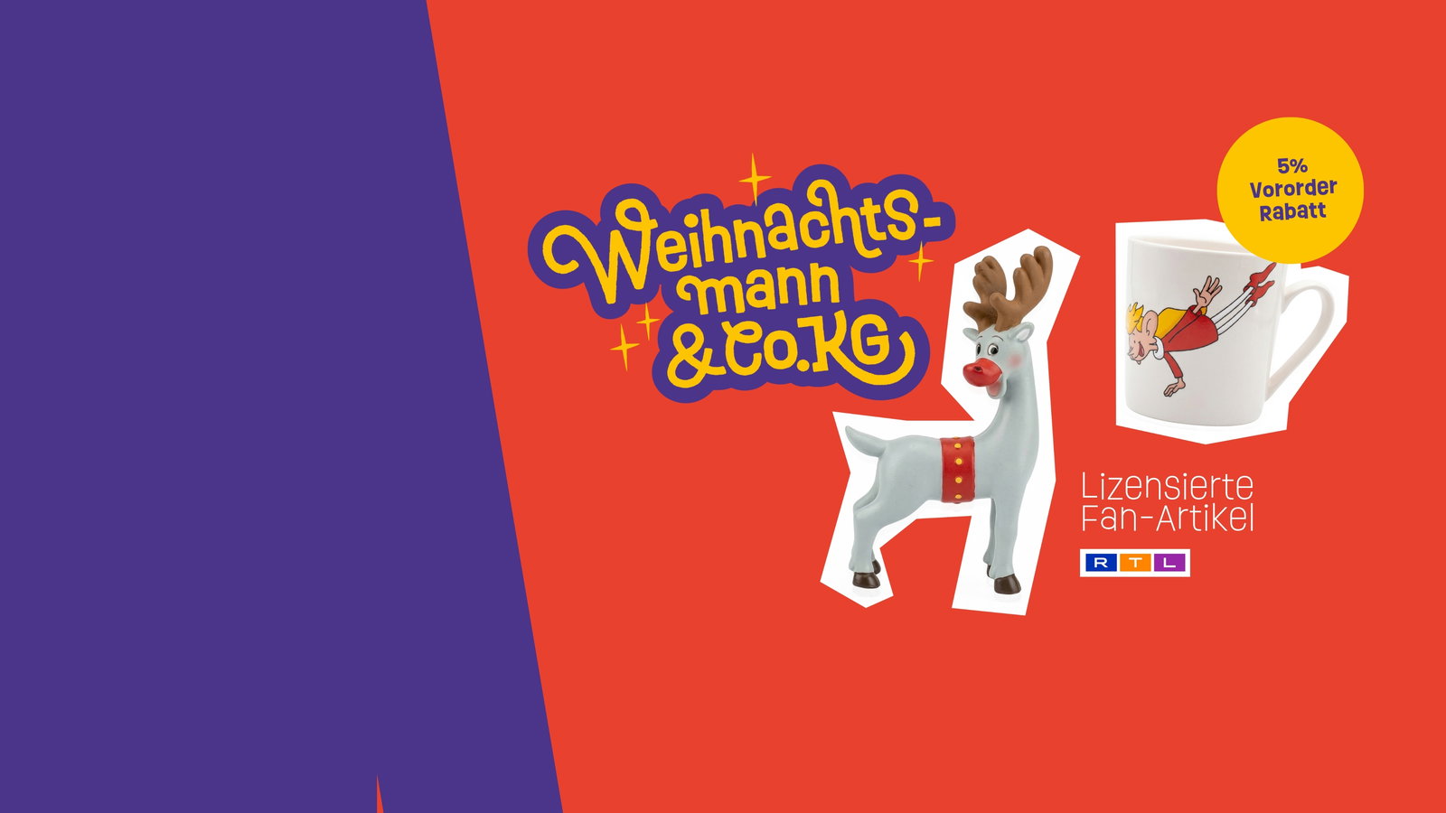 Weihnachtsmann, Rentiertier, Tasse, Figur, Fan-Artikel