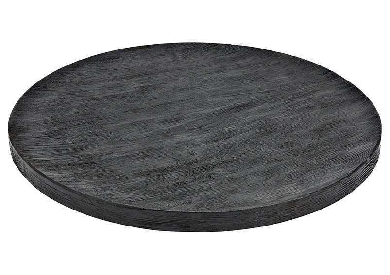Tray, decorative plate of mango wood black (W/H/D) 38x2x38cm