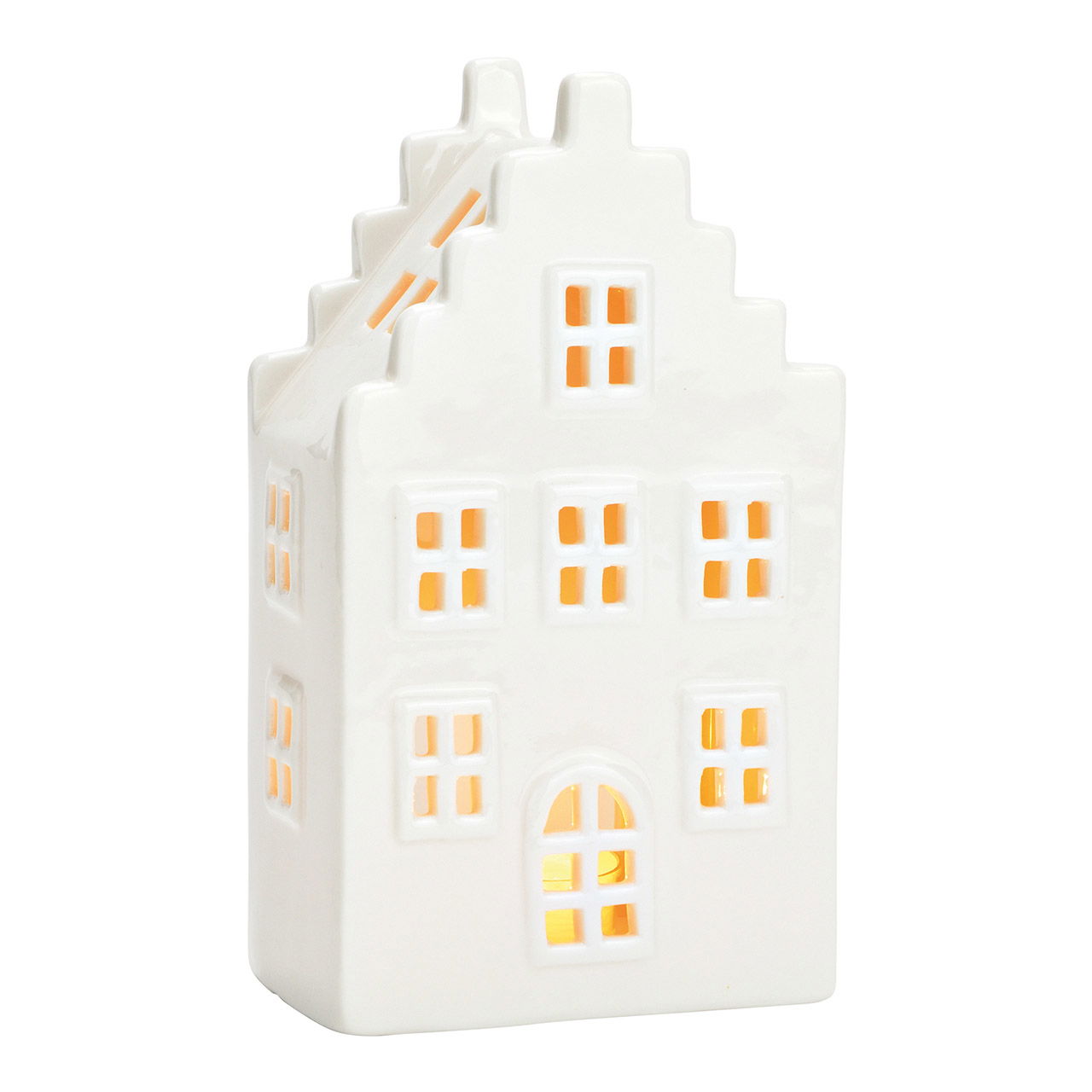 Wind light house shiny ceramic white (W/H/D) 10x18x6cm