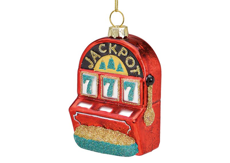 Weihnachtshänger Spielautomat aus Glas Rot (B/H/T) 5x8x3cm