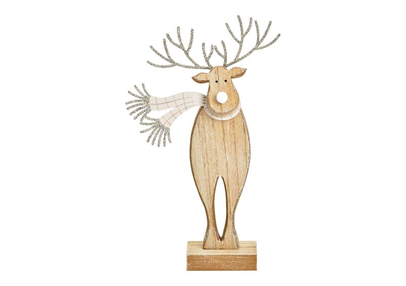 Elk made of wood / metal nature (W/H/D) 18x27x4cm